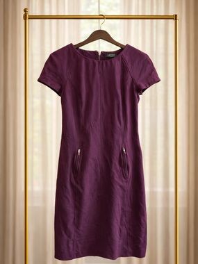 Ralph Lauren Plum Short Sleeve Sheath Dress